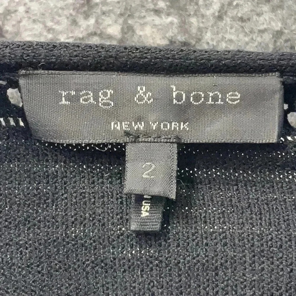 Rag & Bone Women's Fit & Flare Eyelet Black Knit Short Sleeve Dress Size 2 - Picture 6 of 7